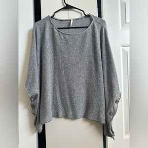 Gray Poncho with Arm Holes & Buttons